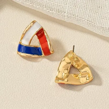 Image de Boucles d'oreilles triangle tricolore bleu blanc rouge