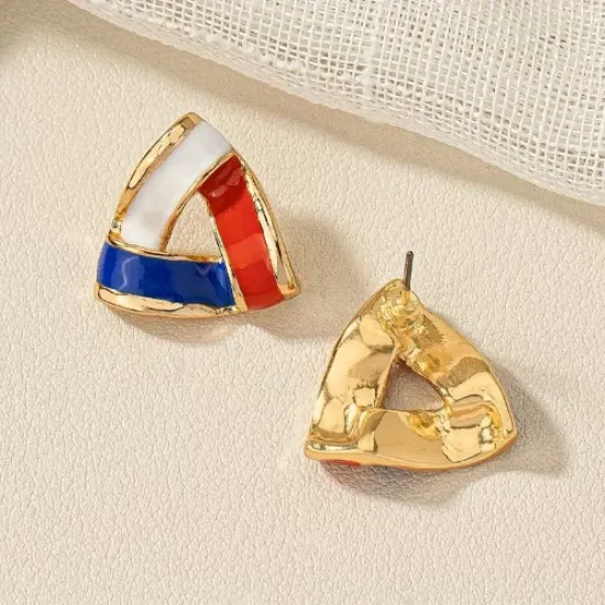 Image de Boucles d'oreilles triangle tricolore bleu blanc rouge